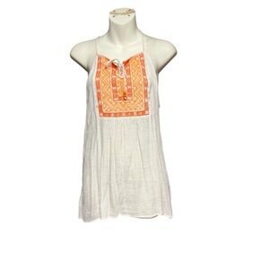 Maurice’s Orange/cream size M  Pleated Tank Top with Bib Collar